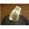 Image 2 : Large baleen basket with ivory polar bear finial and bottom by Marylyn Hank, Pt. Hope, AK 4" wide, 5
