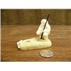 Image 1 : Initialed ivory hunter on bone base with baleen spear 2.5" tall (3)