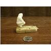 Image 2 : Initialed ivory hunter on bone base with baleen spear 2.5" tall (3)