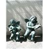 Image 1 : Lot of 2 cast iron statues: Angel with violin 28" tall, angel with harp 30" tall (2)