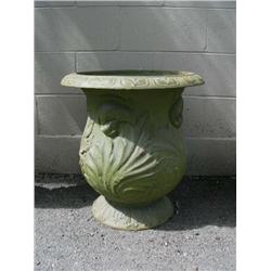 22" tall green cast iron urn (1)
