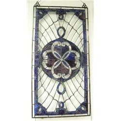 36.5"x18.5" stained glass mirror with blue, green and beveled glass (4)