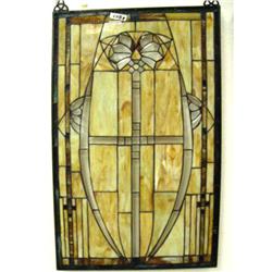 31.75"x20" stained glass window with brown and clear beveled glass (4)