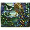 Image 4 : 33.25"X19.25" stained glass window with peacock and blue and green glass (4)
