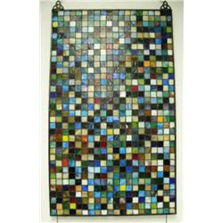Over 650 squares of multi-colored glass stained glass window 33.25"x20" (4)
