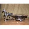 Image 1 : Lot of 2: metal horse with saddle and metal dish with stand (8888)