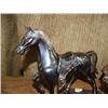 Image 2 : Lot of 2: metal horse with saddle and metal dish with stand (8888)