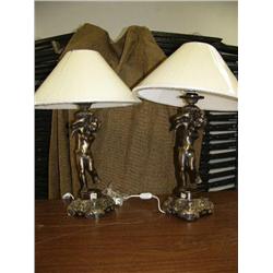 Pair of angel lamps with shades (8888)