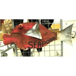 Wood fish sign "Seafood" (4)