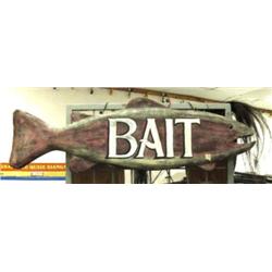 Wood fish sign "Bait " (4)