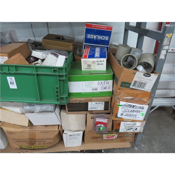 Large Shelf Lot of Asst. Hardware, Fixtures, Supplies