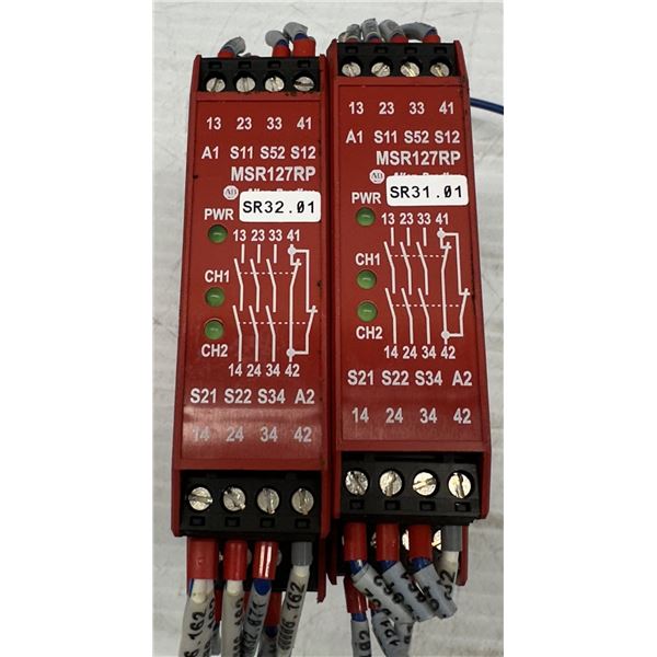 (2) Allen Bradley #440R-N23135 Guard Master MSR127RP Safety Relays