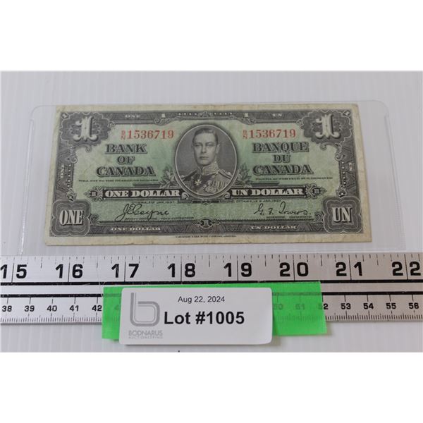 Canadian Dollar Bill - 1937