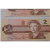 Image 2 : (2) Canadian Two Dollar Bill - 1986