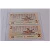 Image 4 : (2) Canadian Two Dollar Bill - 1986