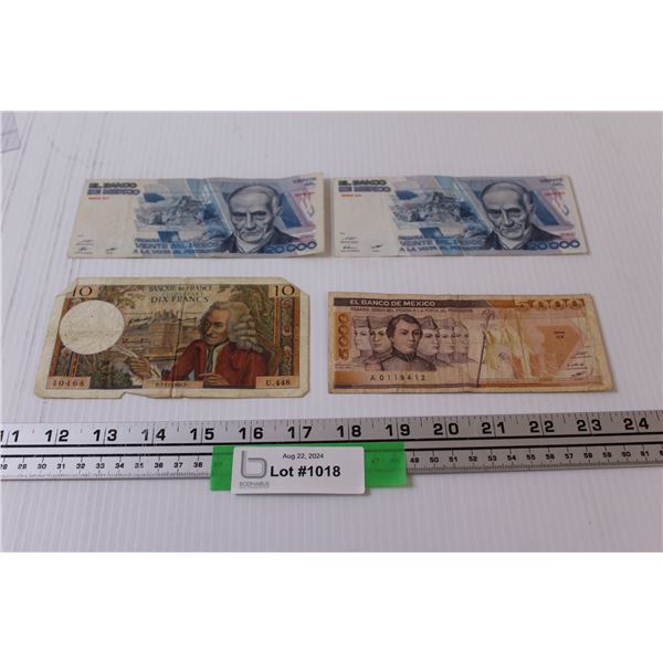 Mexican & France Bills: (2) 1987 20,000 Pesos, (1) 1985 5,000 Pesos, (1) 10 Francs 1966