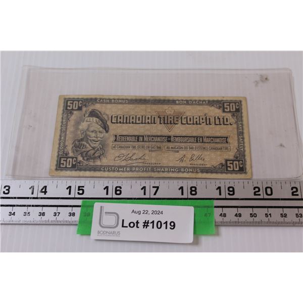 Canadian Tire Money 50 Cent Bill