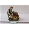 Image 1 : Porcelain Old Man w/ Wine Barrel Figurine - 7"
