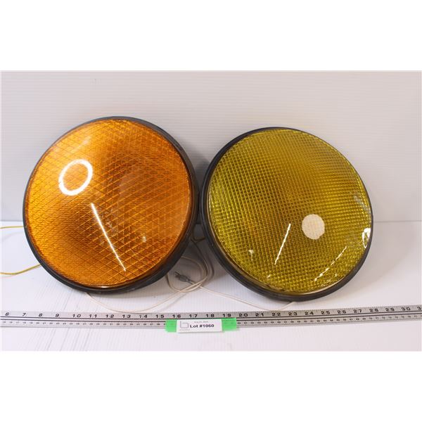 (2) Yellow & Orange Traffic Lights - Untested - 12"