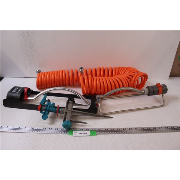 Yard Lot: Spiral Water Hose, (3) Sprinklers
