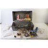 Image 1 : Tool Box (no tray) - 5Pc Steel Hole saw Kit (NIB) - Grinding Attachments - Plastic Bags - Engraver (