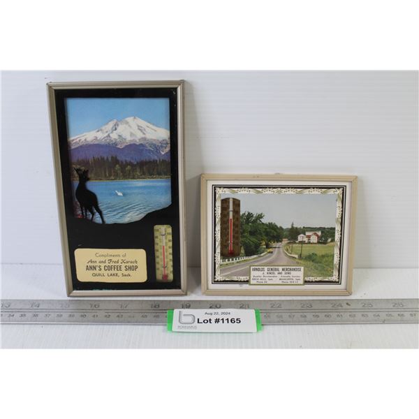 (2) Thermometers - Ann's Coffee Shop Quill Lake; Sask. - Arnolds General Merchandise Birch Hills; Sa