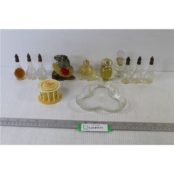 Assortment of Avon Perfumes & Perfume Bottles - Glass Dish