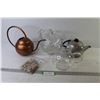 Image 1 : (2) Glass Pitchers - Copper Watering Can - Vintage Kettle - Bag of Beach Pebbles