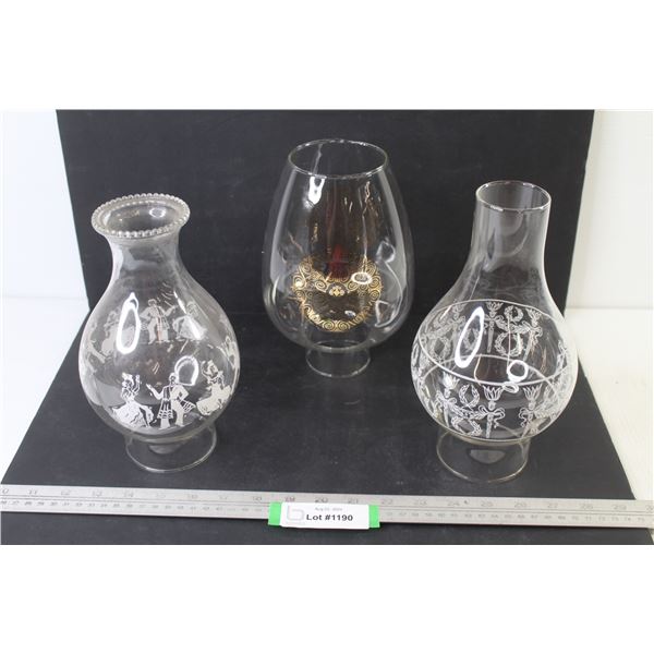 (3) Oil Lamp Chimneys