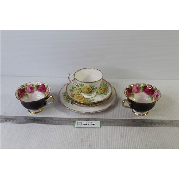 Royal Albert Teacup w/Saucers & Plate - (2) Royal Albert Tea Cups