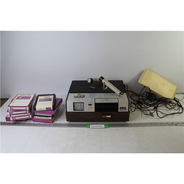 8-Track Tape Player and Recorder w/2 Microphones, Head Cleaner, 8 Tracks (Consignor says Working)