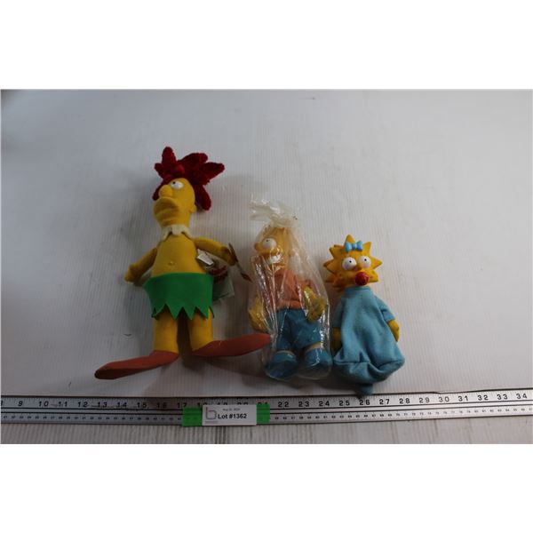 (3) The Simpsons Plush Toys - Sideshow Bob, Bart and Maggie