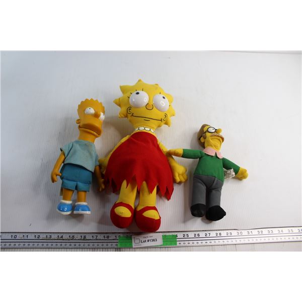(3) The Simpsons Plush Toys - Bart, Lisa and Ned Flanders