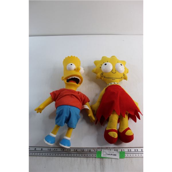 (2) The Simpsons Plush Toys - Lisa and Bart
