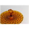 Image 2 : Vintage Amber Glass Handled Sandwich Serving Tray 13''
