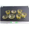 Image 1 : (4) Citron Yellow Glass Sherbet Dishes (3)Citron Yellow Glass Nappies