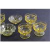 Image 2 : (4) Citron Yellow Glass Sherbet Dishes (3)Citron Yellow Glass Nappies