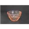 Image 3 : (4) Pink Depression Glass Items - (2) Footed Sugar Bowls ( No Lids), Berry Bowl, and Serving Dish