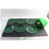 Image 1 : Green Glass Bowl 9'' and (6) Plates 5''