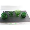 Image 1 : (4) Green Glass Vases and Centrepiece Bowls