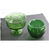 Image 2 : (4) Green Glass Vases and Centrepiece Bowls
