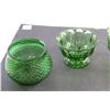 Image 3 : (4) Green Glass Vases and Centrepiece Bowls