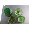 Image 4 : (3) Green Glass Vases and Divided Dish