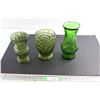 Image 1 : (3) Assorted Green Glass Vases