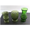 Image 2 : (3) Assorted Green Glass Vases