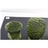 Image 4 : (3) Assorted Green Glass Vases