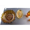 Image 3 : (4) Amber Glass Items - Bowl 11'', Serving Plate and (2) Glasses