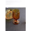 Image 6 : (4) Amber Glass Items - Bowl 11'', Serving Plate and (2) Glasses