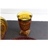 Image 3 : Amber Glass Bowl 10'', Serving Plate and (2) Amber Glass Glasses