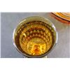 Image 7 : Amber Glass Bowl 10'', Serving Plate and (2) Amber Glass Glasses